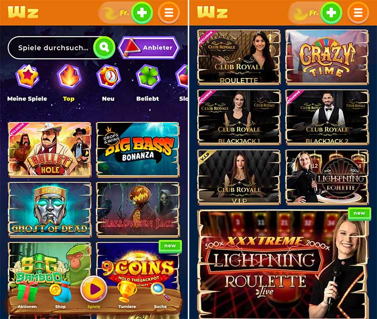 Casino App bei Wazamba