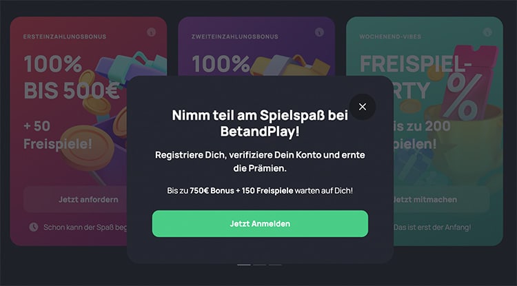 BetandPlay Casino Schweiz Bonus