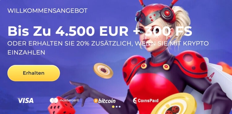 Lucky Start Casino Bonus: bis zu 4500€ + 300 Freispiele.