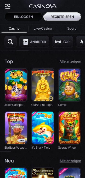 casinova casino spieleauswahl