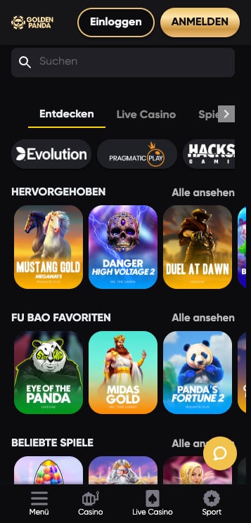 golden panda casino spieleauswahl