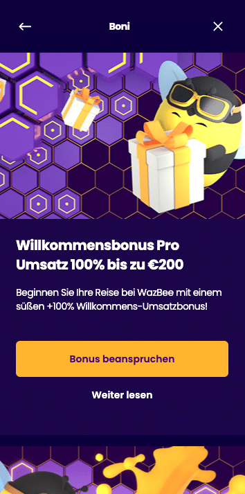 wazbee casino bonus